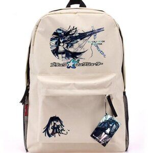 Black Rock Shooter Anime Backpack White School Travel Bag